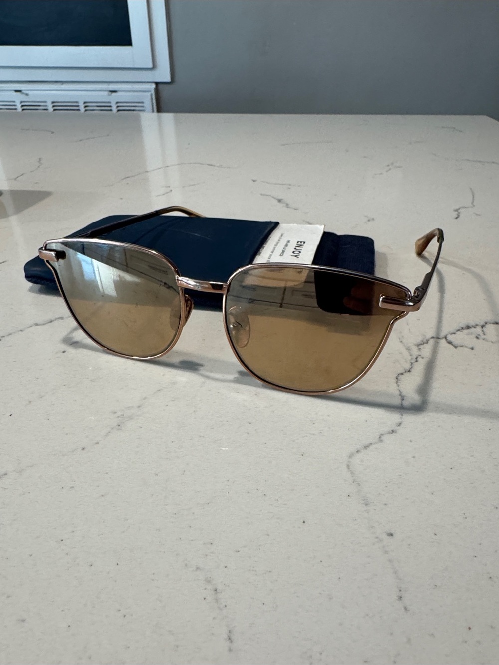 Le Specs Gold Frame Sunglasses with Brown Temples